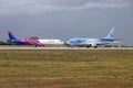 Airliners in stormy weather