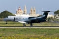 Luqa, Malta 12 January 2016: Embraer on finals. Royalty Free Stock Photo
