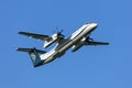 Greek turboprop airliner departing back to Athens Royalty Free Stock Photo