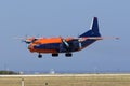 Luqa, Malta 18 June 2015: Cavok Air Antonov An-12BK landing runway 31.