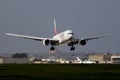 Emirates passenger plane at airport. Schedule flight travel. Aviation and aircraft. Air transport. Global international Royalty Free Stock Photo