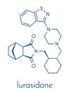 Lurasidone atypical antipsychotic drug molecule. Skeletal formula.