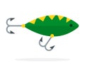 Lure fishing as a green fish with Double Hook for fishing flat isolated Royalty Free Stock Photo