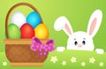 Lurking Easter bunny by basket with eggs