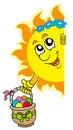 Lurking Sun with Easter eggs Royalty Free Stock Photo