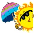 Lurking Sun with umbrella Royalty Free Stock Photo