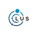 LUS letter technology logo design on white background. LUS creative initials letter IT logo concept. LUS letter design