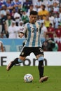 Enzo Fernandez in action during the match between Argentina National Team vs. Saudi Arabia National Team