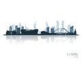 Lusail skyline silhouette with reflection.