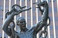 The Zambian Freedom statue in front of the government offices in downtown Lusaka, Zambia