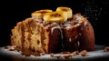 Luscious Banana Cake With Syrup And Caramel Drizzle