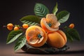 Luscious fresh ripened apricots with leaves Royalty Free Stock Photo