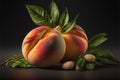 Luscious fresh ripened peaches with leaves Royalty Free Stock Photo