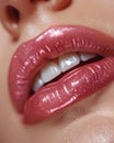 Luscious Lips Enhanced by Permanent Makeup in Beauty Studio, Showcasing Vibrant Artistry on a Light Background