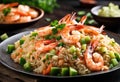 A luscious plate shrimp fried rice,but instead shrimp use diced honeydew melon