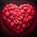 Luscious Raspberry Heart on Swirling Dark Background. AI generation