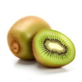 Fresh kiwi full and half isolated white background AI generated