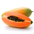 Fresh papaya isolated white background AI generated Royalty Free Stock Photo