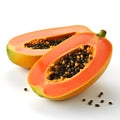 Fresh papaya isolated white background AI generated Royalty Free Stock Photo