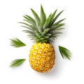 Fresh pineapple isolated white background AI generated Royalty Free Stock Photo