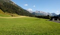 Lush alpine meadow under mountain Royalty Free Stock Photo