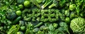 Lush arrangement of green vegetables and herbs creatively spelling GREEN, highlighting fresh produce, healthy eating, and Royalty Free Stock Photo