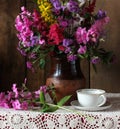 Lush bouquet of garden flowers snapdragon and phlox Royalty Free Stock Photo