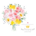 Lush bright spring flowers vector design set