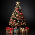 Lush Christmas Tree Decorated With Gift Boxes Royalty Free Stock Photo