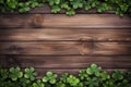 Lush Clover Leaves Encasing Dark Wooden Background