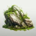 Lush 3d Rock Scene With Dynamic Brushwork And Realistic Grass