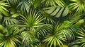 Lush date palm fronds create captivating array of green shades in seamless pattern AI Image