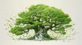 Lush decomposed tree watercolor illustration - Generative AI.