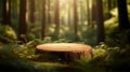 deep green forest with platform for product presentation and advertising