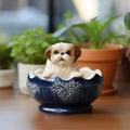 Lush And Detailed Animal Ceramic Bowl In Navy And Brown