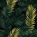 Lush And Detailed Green And Yellow Palm Leaf Seamless Pattern