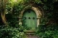 Lush Door green garden. Generate Ai Royalty Free Stock Photo