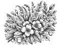 Floral Engraving engraving vector illustration