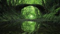 Lush forest tunnel reflecting in calm water Royalty Free Stock Photo