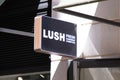 Lush fresh handmade cosmetics logo sign facade and text brand chain front of store of