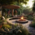 Lush Garden With Fire Pit: A Natural Oasis For Relaxation