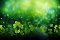 Lush Green Clover Leaves with Dew and Soft Bokeh Lighting Royalty Free Stock Photo