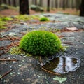 Upwards. Pine needles are scattered on the rock surface, and a Royalty Free Stock Photo