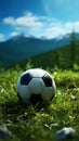 Lush green field embraces a solitary, spherical sports ball