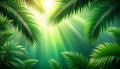 A lush green gradient background with shadow of palm leafs. background concept Royalty Free Stock Photo
