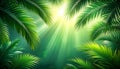 A lush green gradient background with shadow of palm leafs. background concept Royalty Free Stock Photo