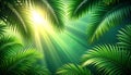 A lush green gradient background with shadow of palm leafs. background concept Royalty Free Stock Photo