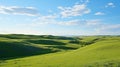 Lush green grass on field and hill, grasslands national park, val marie, saskatchewan, canada