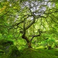 Lush green Japanese Maple Tree Panorama Royalty Free Stock Photo