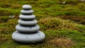 On a lush green mossy surface. The stones vary in size with the Royalty Free Stock Photo
